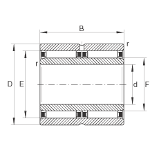 滾針軸承 NAO25X42X32-ZW-ASR1, 無(wú)擋邊，雙列