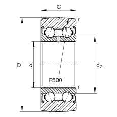 滾輪 LR50/8-2RSR, 雙向，兩側(cè)密封
