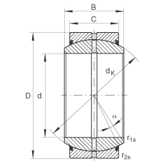關(guān)節(jié)軸承 GE30-DO-2RS, 根據(jù) DIN ISO 12 240-1 標(biāo)準(zhǔn), 需維護(hù)，兩側(cè)唇密封
