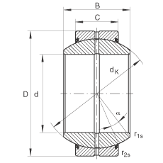 關節(jié)軸承 GE30-FO-2RS, 根據(jù) DIN ISO 12 240-1 標準, 需維護，兩側(cè)唇密封