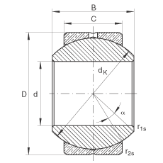 關(guān)節(jié)軸承 GE20-PB, 根據(jù) DIN ISO 12 240-1 標(biāo)準(zhǔn)，尺寸系列 K，需維護(hù)