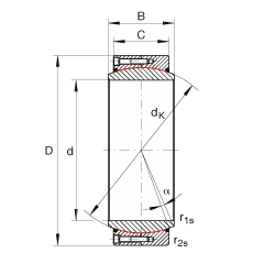 大的關(guān)節(jié)軸承 GE560-DW-2RS2, 根據(jù) DIN ISO 12 240-1 標(biāo)準(zhǔn), 免維護(hù)，兩側(cè)密封