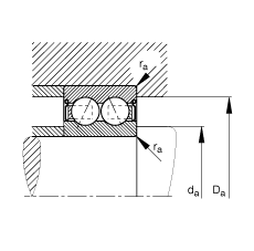 角接觸球軸承 3000-B-2RSR-TVH, 雙列，雙側(cè)唇密封，接觸角 α = 25°