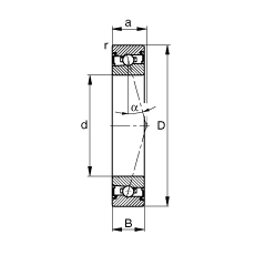 主軸軸承 HSS71914-C-T-P4S, 調(diào)節(jié)，成對安裝，接觸角 α = 15°，兩側(cè)唇密封，非接觸，加嚴(yán)公差