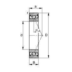 主軸軸承 HSS71914-E-T-P4S, 調(diào)節(jié)，成對(duì)安裝，接觸角 α = 25°，兩側(cè)唇密封，非接觸，限制公差