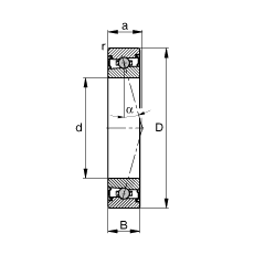 主軸軸承 HCS7012-C-T-P4S, 調(diào)節(jié)，成對安裝，接觸角 α = 15°，兩側(cè)唇密封，非接觸，限制公差