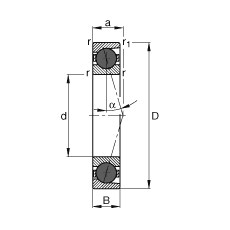主軸軸承 HCB7012-C-T-P4S, 調(diào)節(jié)，成對或單元安裝，接觸角 α = 15°，陶瓷球，限制公差