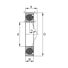 主軸軸承 HCB7012-E-T-P4S, 調節(jié)，成對或單元安裝，接觸角 α = 25°，陶瓷球，限制公差