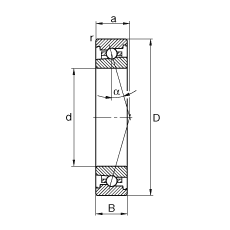 主軸軸承 HS71914-C-T-P4S, 調節(jié)，成對安裝，接觸角 α = 15°，限制公差