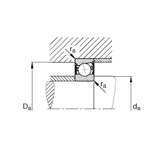 主軸軸承 B7005-E-2RSD-T-P4S, 調(diào)節(jié)，成對安裝，接觸角 α = 25°，兩側(cè)唇密封，非接觸，限制公差