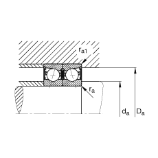 主軸軸承 B7005-E-2RSD-T-P4S, 調(diào)節(jié)，成對安裝，接觸角 α = 25°，兩側(cè)唇密封，非接觸，限制公差